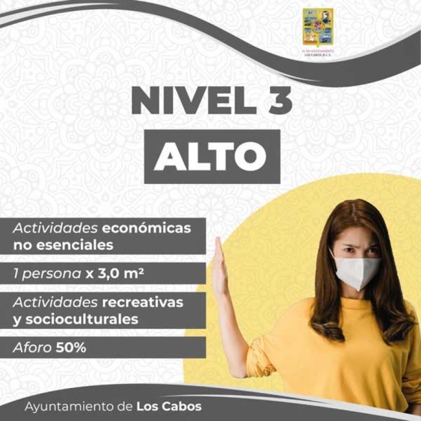 Los Cabos se mantiene en el nivel 3 del Sistema de Alerta Sanitario en BCS