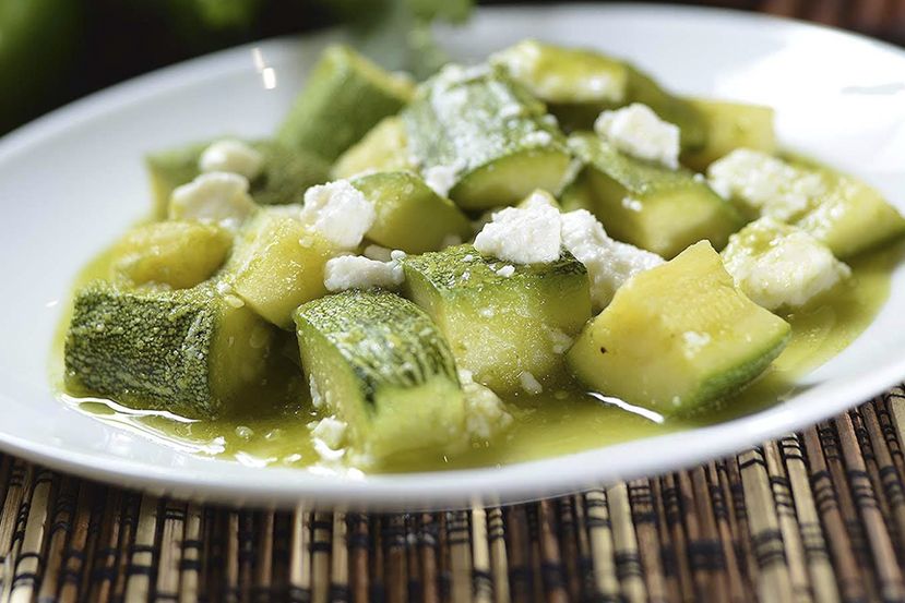 Calabacitas asadas con aceitunas